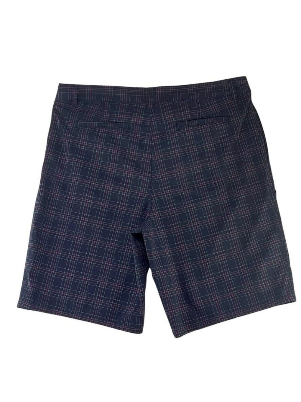 London Fog Mens Plaid Dress Shorts Navy Size 36 Lightweight Fabric - Picture 2 of 6